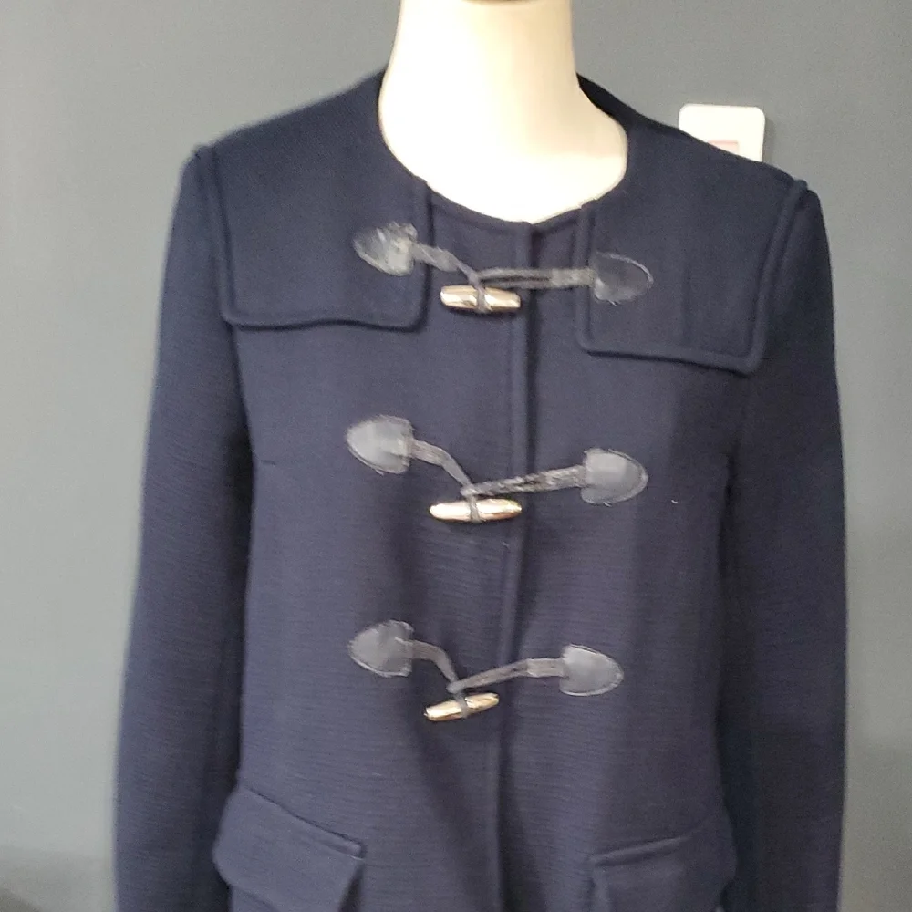 Sandro Women's Navy Toggle Pea Coat - Picture 4 of 17